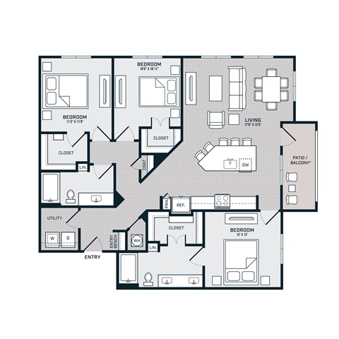 C1 Floor Plan at The Bridge at McKinney, McKinney
